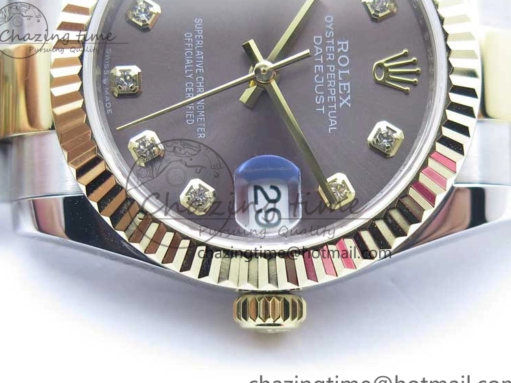 MiroTime 0127 SoftTouch Datejust 31mm 278273 SS YG BP Maker Best Edition Gray Diamonds Dial on SS YG Oyster Bracelet 2715